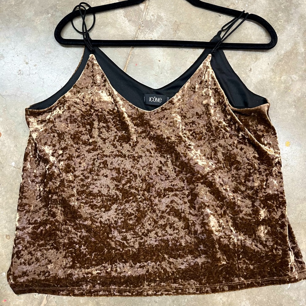 Velvet top, light brown size XL